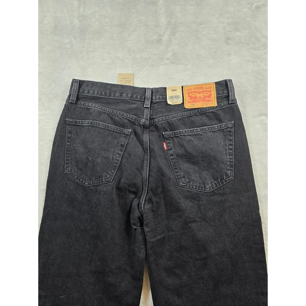 Levi's Jeans Mens 34x30 Black 100% Cotton 565 '97 Loose Straight Denim